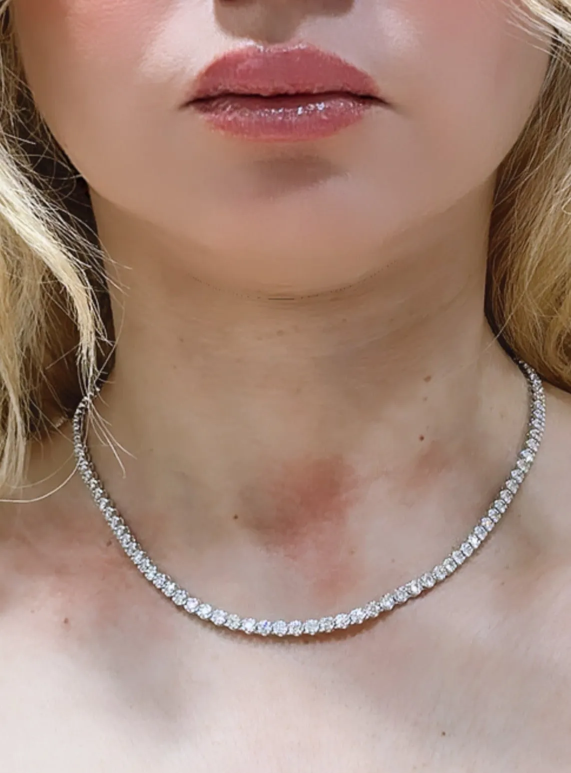 6.02ct tw Miracle Set Diamond Riviera Line Tennis Statement Necklace