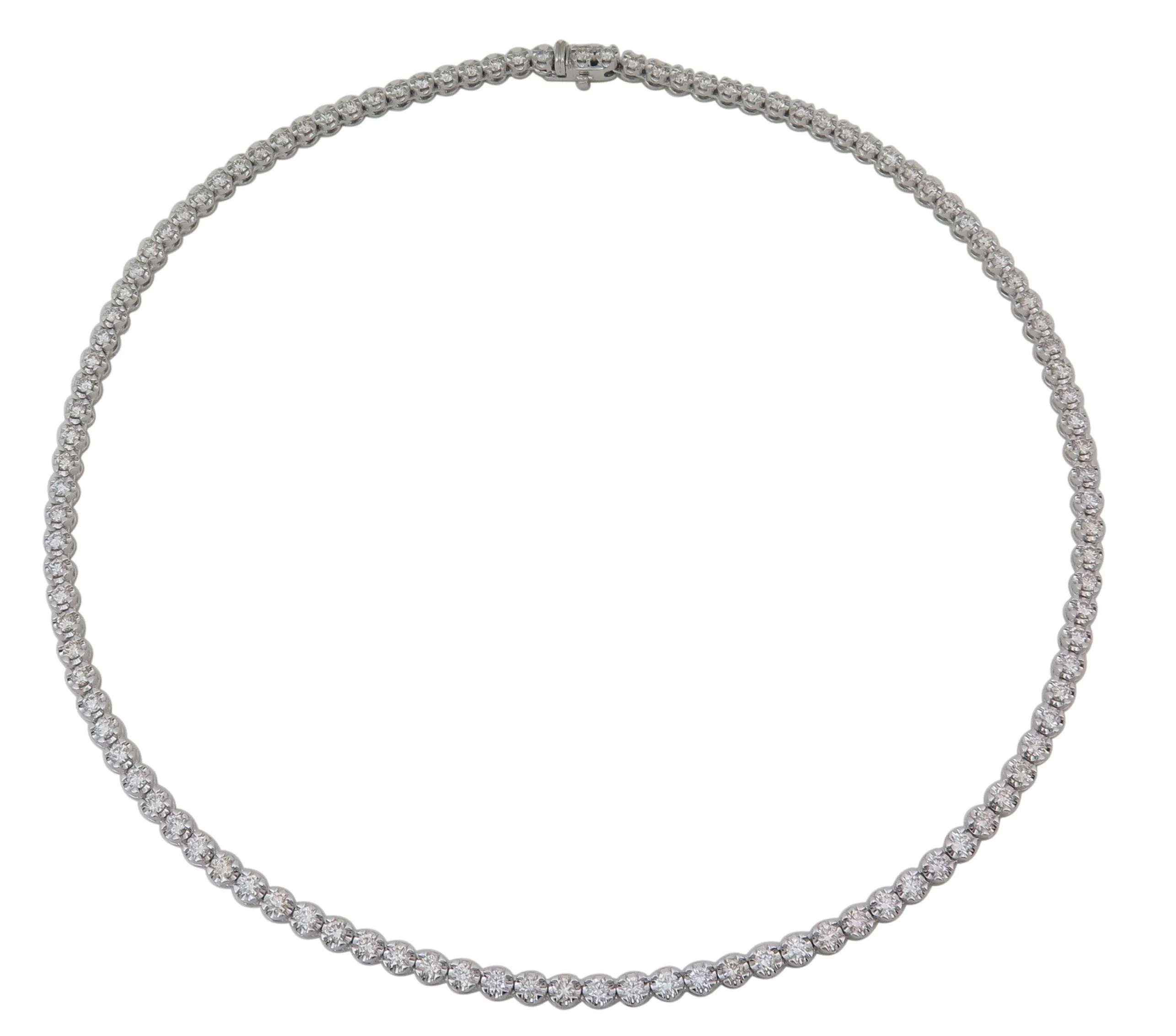 6.02ct tw Miracle Set Diamond Riviera Line Tennis Statement Necklace