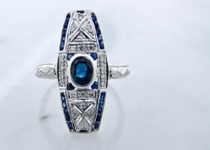 .83ct TW BL Sapphire .09ct TW Diamond 14K White Gold Ring, Darb