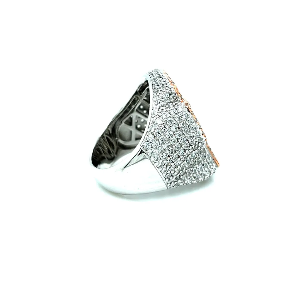 925 Sterling Silver Baguette & Round Cubic Zirconia Cross Ring - C107219