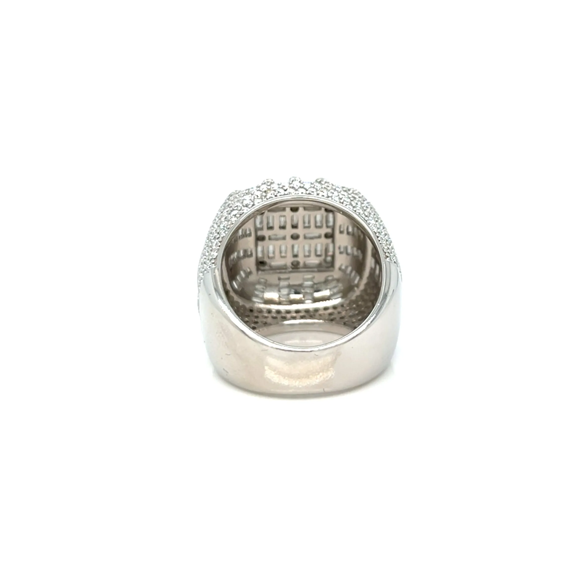 925 Sterling Silver Baguette Cubic Zirconia Ring Dome Cluster- C100069