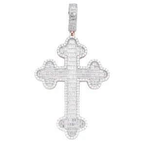 925 Sterling Silver Lab-Created Moissanite Cross Charm Pendant - M417139
