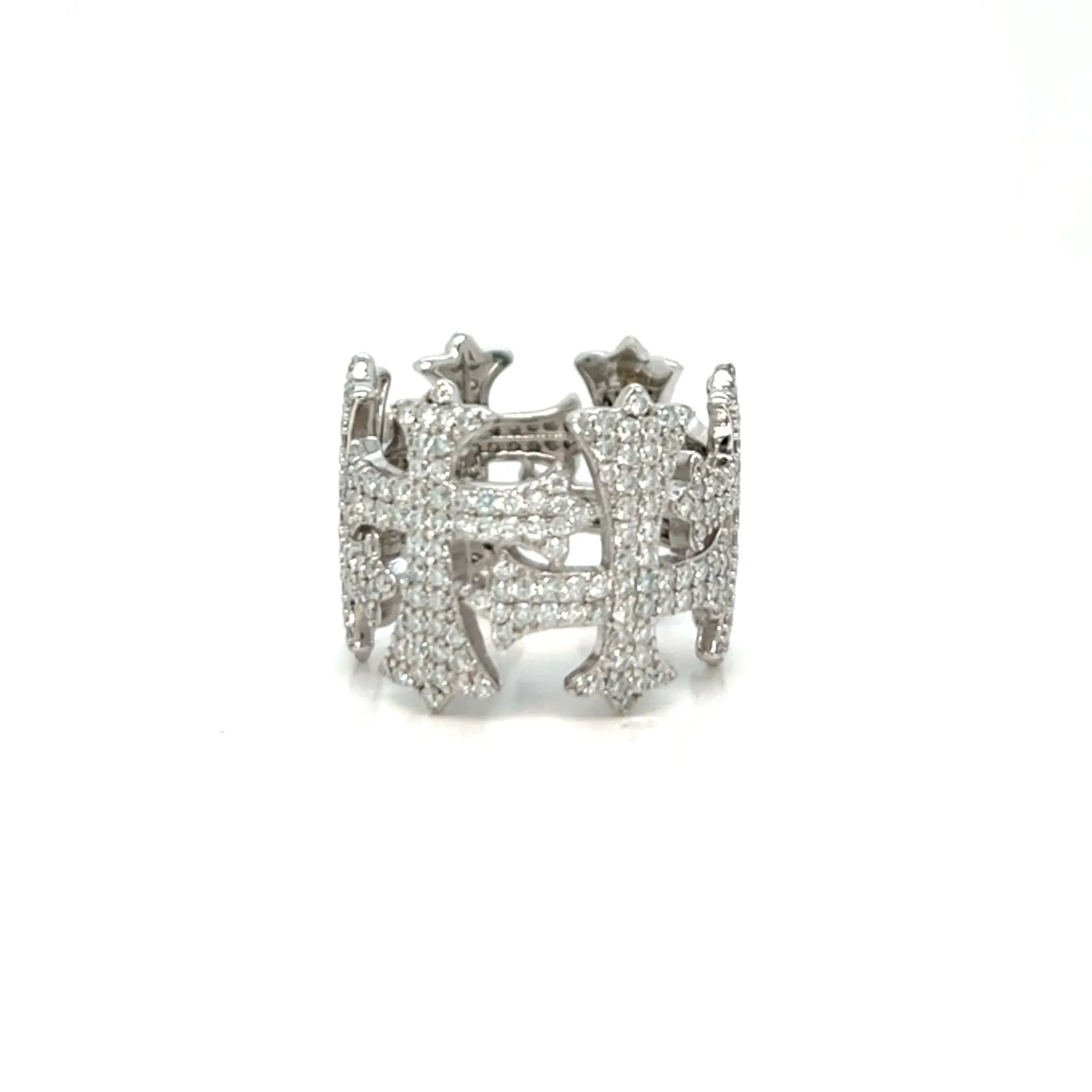 925 Sterling Silver Lab-Created Moissanite Cross Ring- M100019