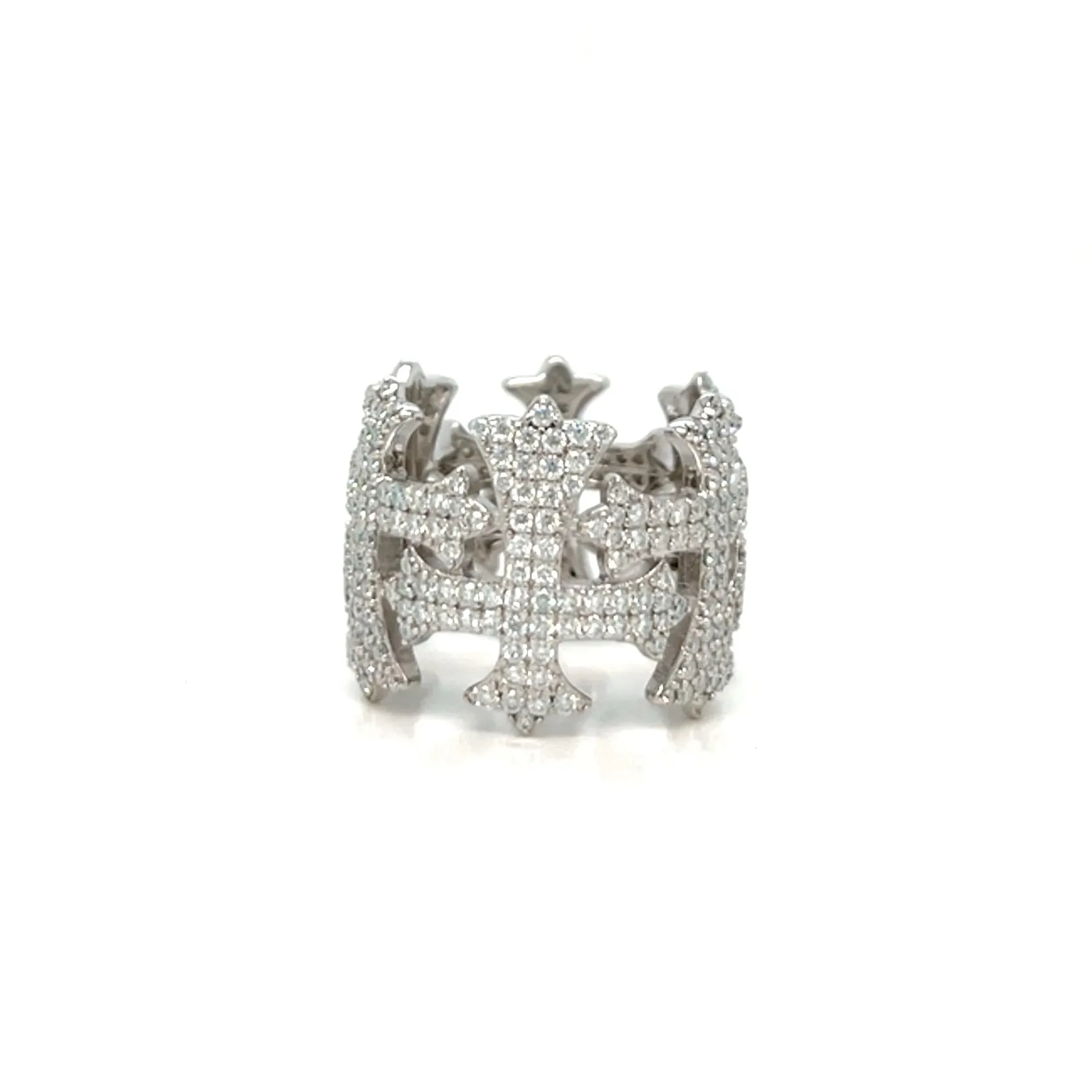 925 Sterling Silver Lab-Created Moissanite Cross Ring- M100019