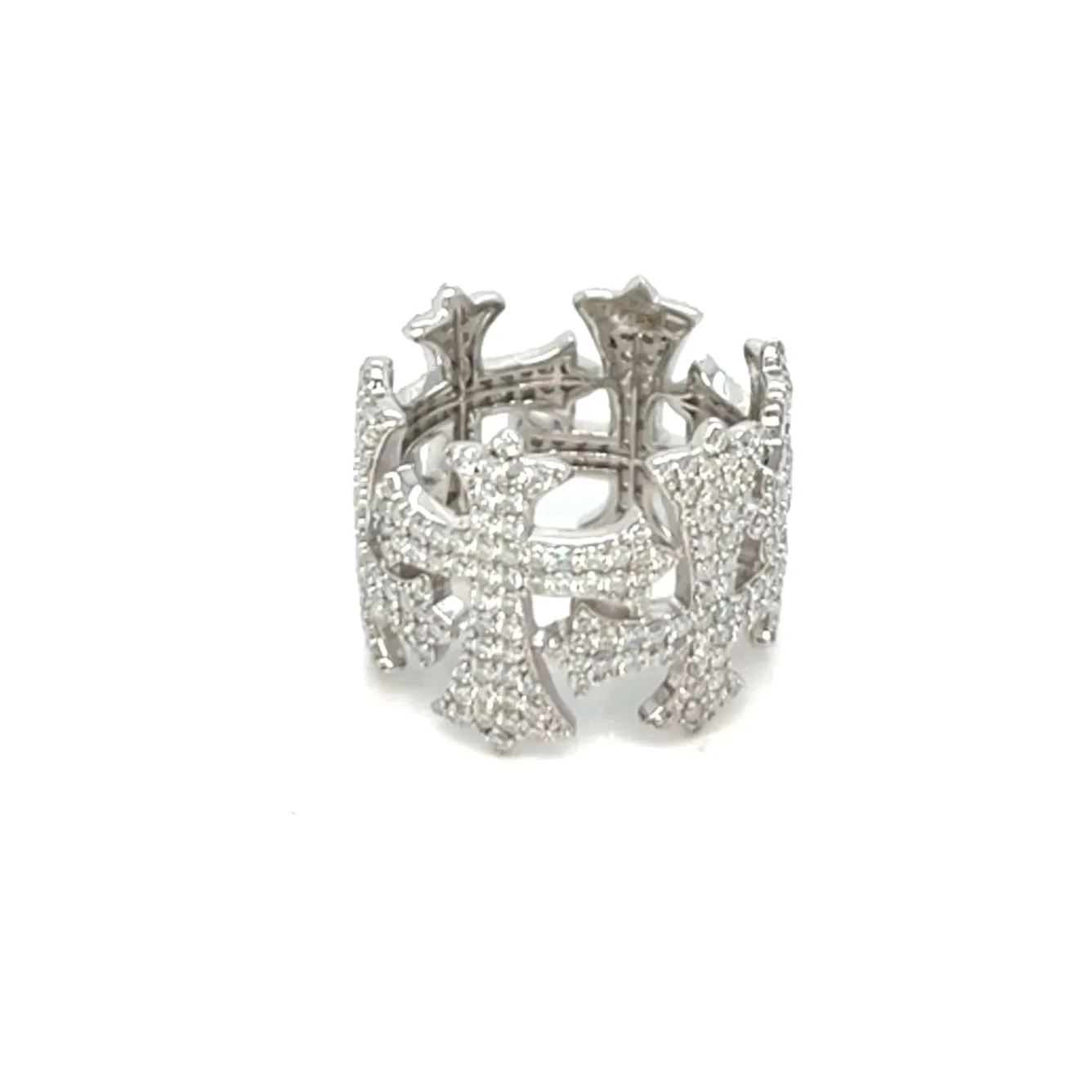 925 Sterling Silver Lab-Created Moissanite Cross Ring- M100019