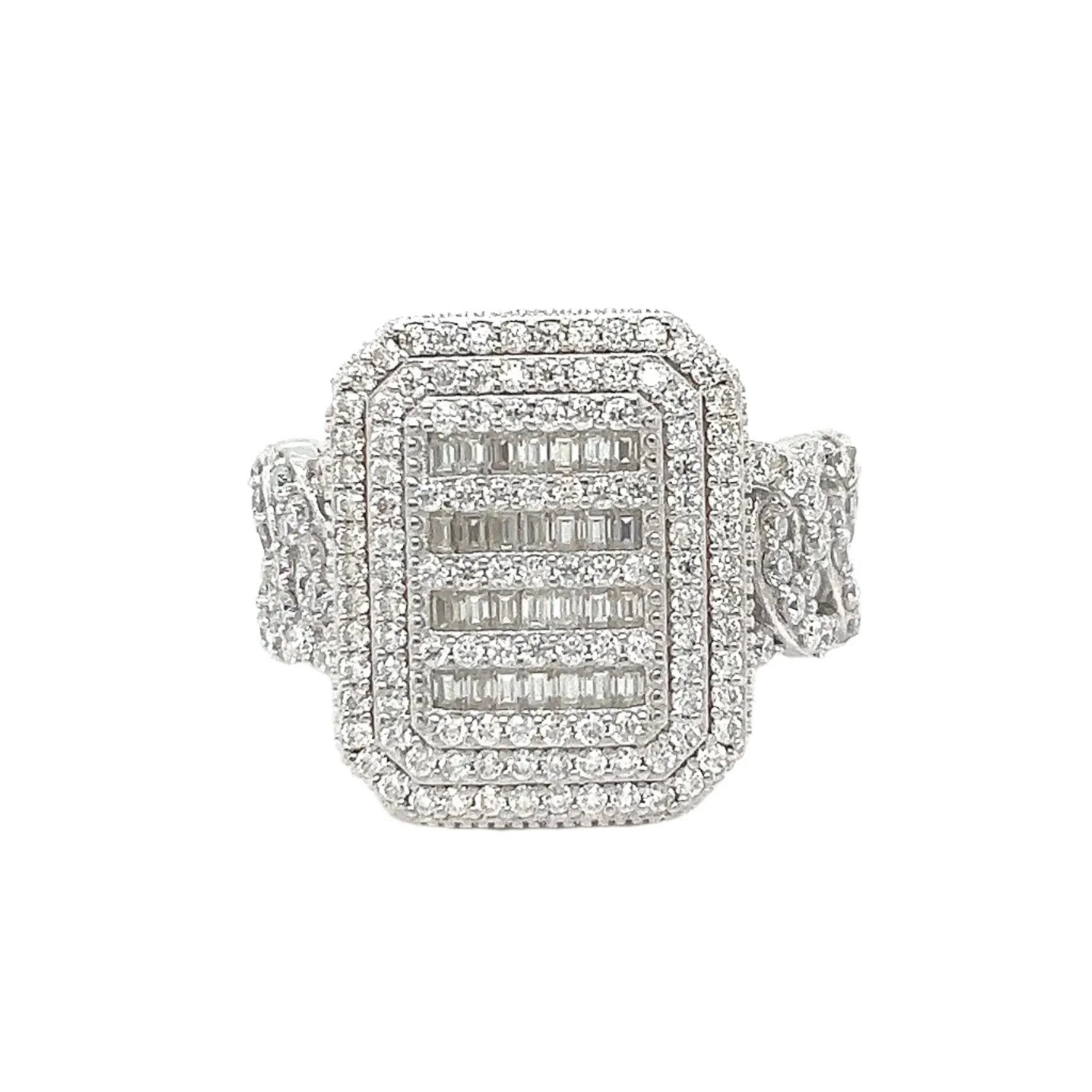 925 Sterling Silver Moissanite Square Ring - M100099
