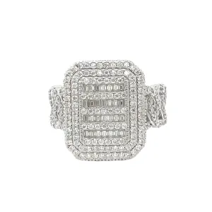 925 Sterling Silver Moissanite Square Ring - M100099