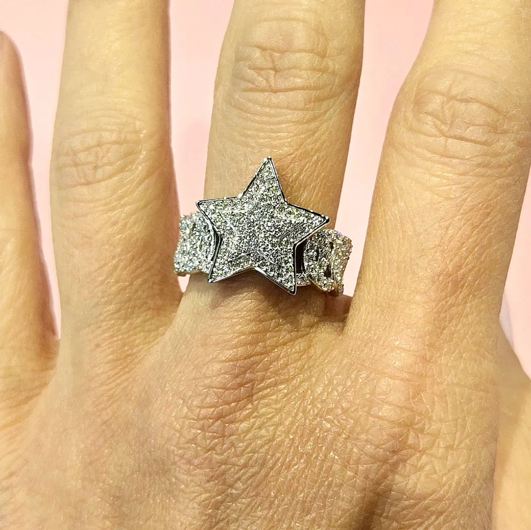 925 Sterling Silver Moissanite Star Ring - M100109