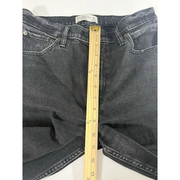 Abercrombie &amp; Fitch &quot;The‎ Mom High Rise&quot; Cropped Black Jeans Sz 28 Waist