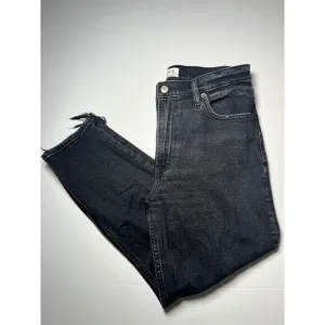 Abercrombie &amp; Fitch &quot;The‎ Mom High Rise&quot; Cropped Black Jeans Sz 28 Waist