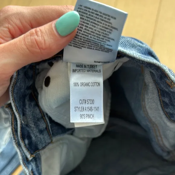 Agolde High Rise Blue Jeans with Distressed Details
