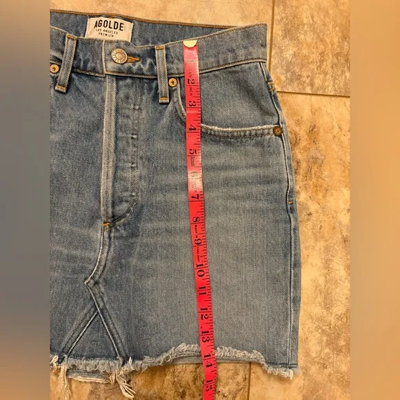 AGOLDE Quinn Buttonfly Denim Jean Mini Skirt Women’s Size 25