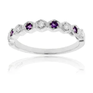 Alternating Amethyst & Diamond Vintage Inspired Band