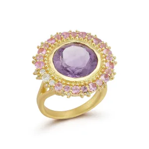 Amethyst & Pink Sapphire Sunburst Ring