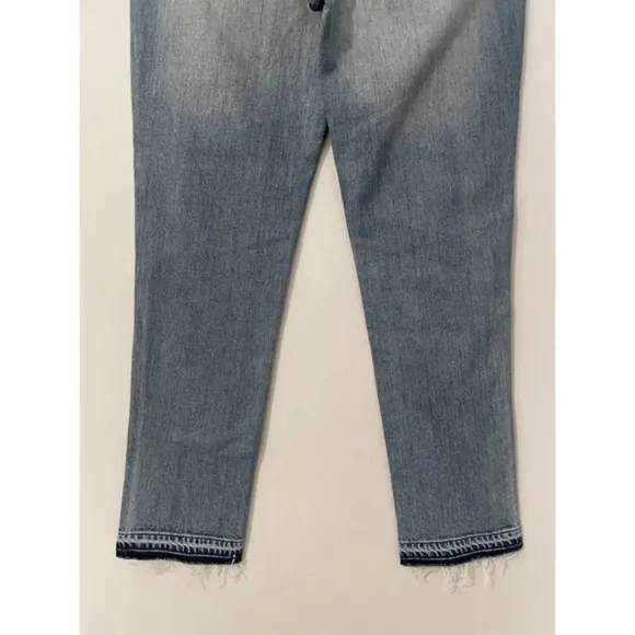 AMO Babe Sweet Cheeks Jeans Women’s Size 27 Blue Raw Hem Button Fly‎ Ankle Denim