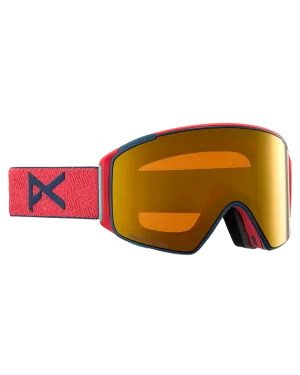 Anon M4S Cylindrical Snow Goggles   Bonus Lens   Mfi® Face Mask - Coral/Perceive Sunny Bronze Lens