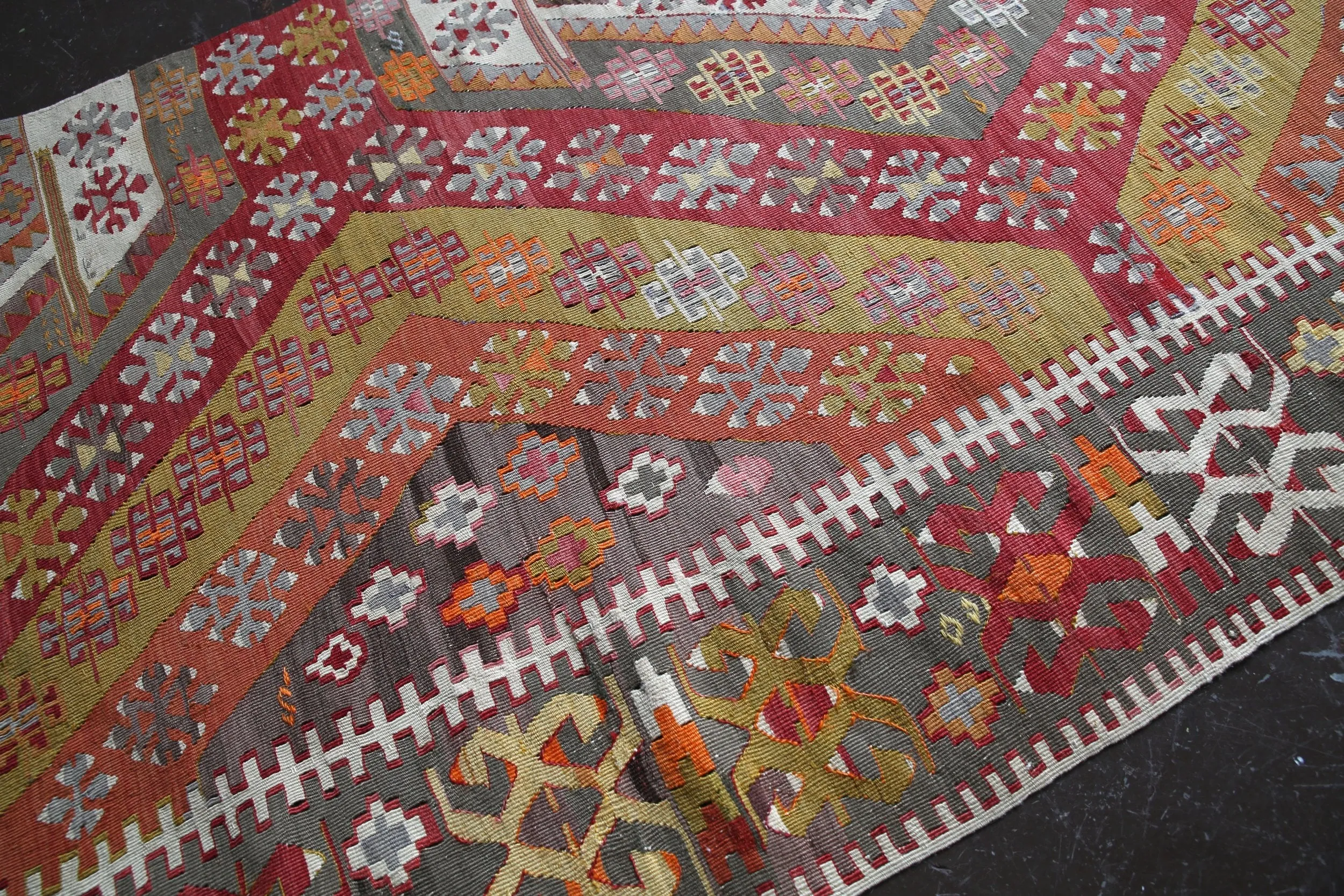 Antique Konya Kilim Runner 3.2ftx14ft