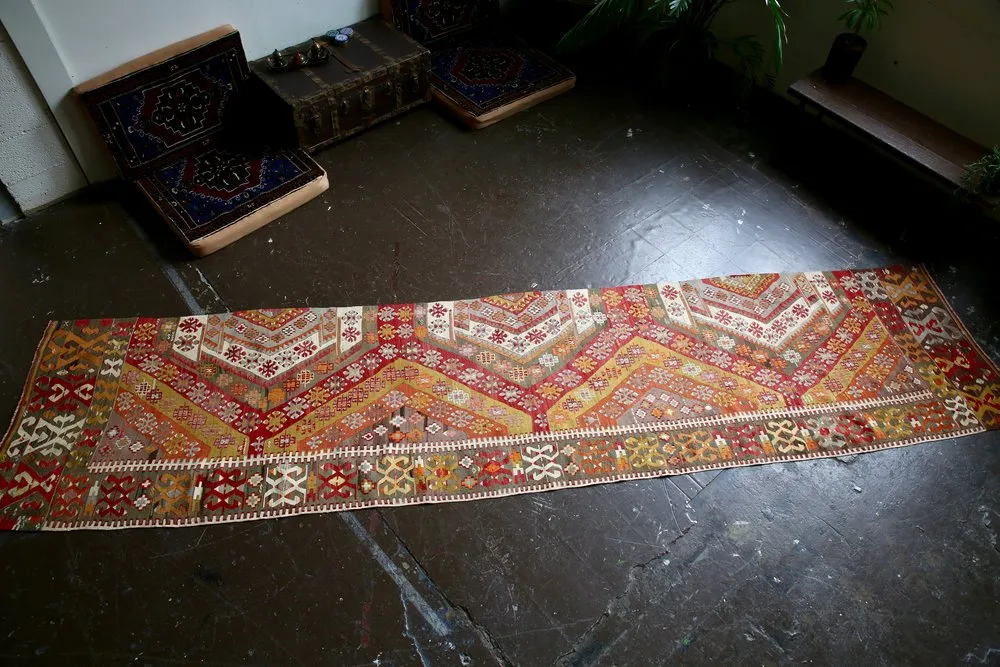 Antique Konya Kilim Runner 3.2ftx14ft