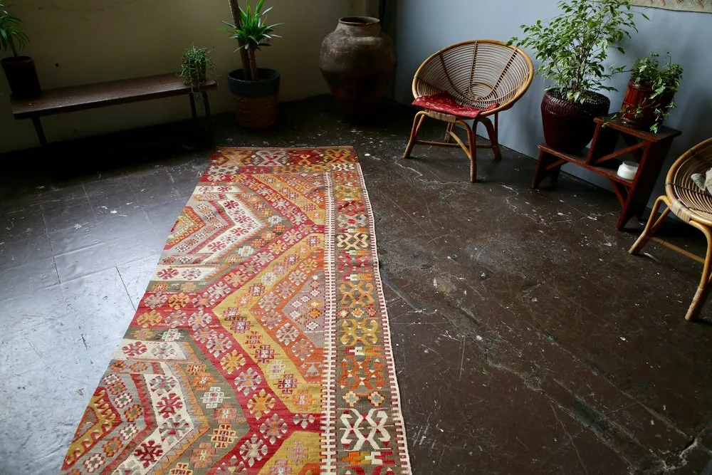 Antique Konya Kilim Runner 3.2ftx14ft