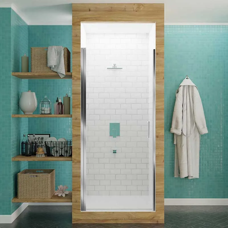 Anzzi Lancer 29 in. x 72 in. Semi-Frameless Shower Door with TSUNAMI GUARD in Polished Chrome