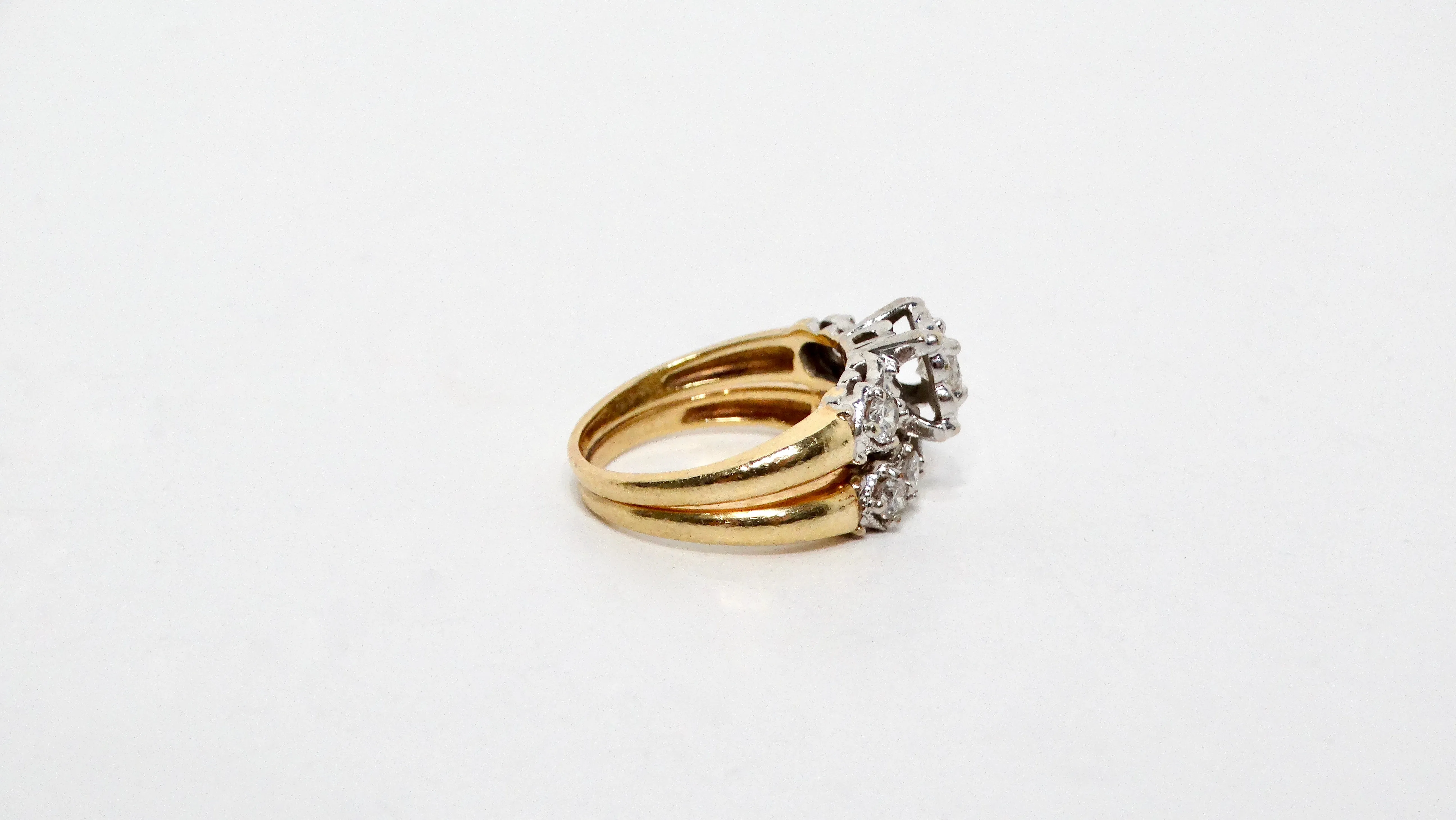 Art Deco European Cut Diamond & 14k Yellow Gold Cluster Ring