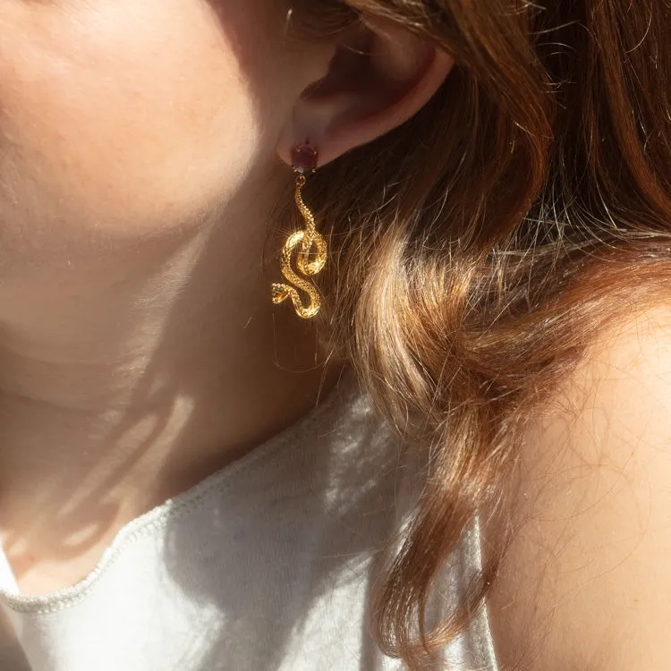 Awaken Amethyst Snake Earrings