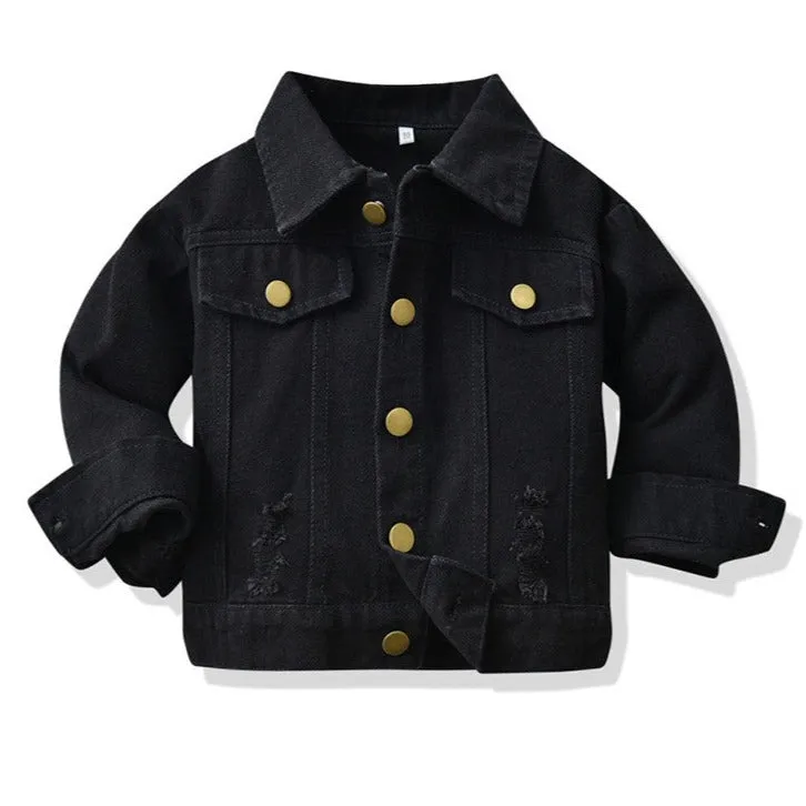 Basic Denim Jacket Coat Toddler Baby Ripped Kids Jeans Jacket