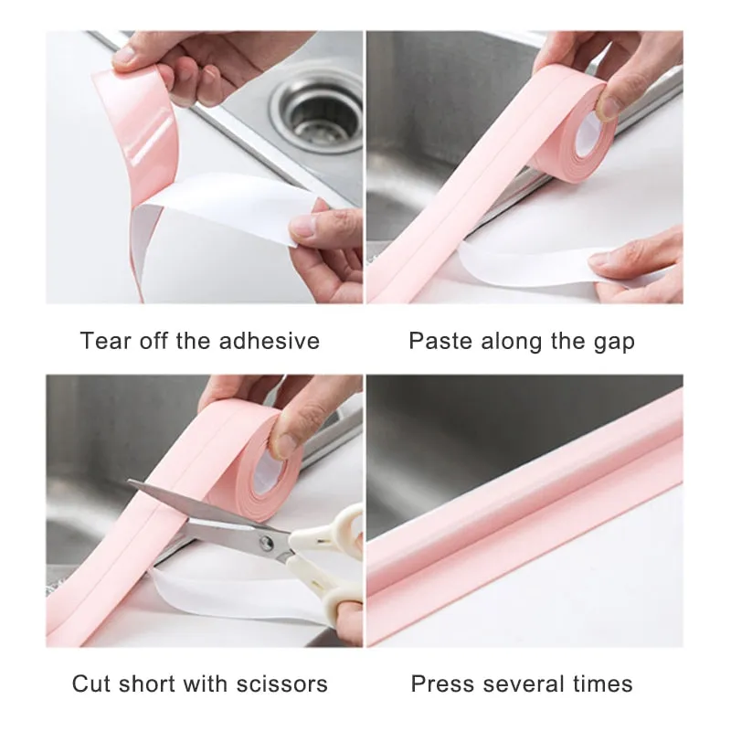 Bathroom Kitchen Colourful Adhesive Waterproof Sealing Strip Tape