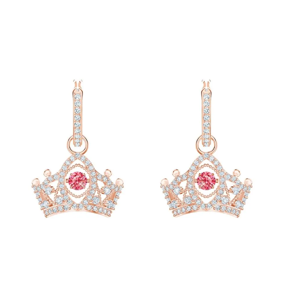 Bee A Queen Red Rose-Gold Tone Plated Drop Pierced Earrings