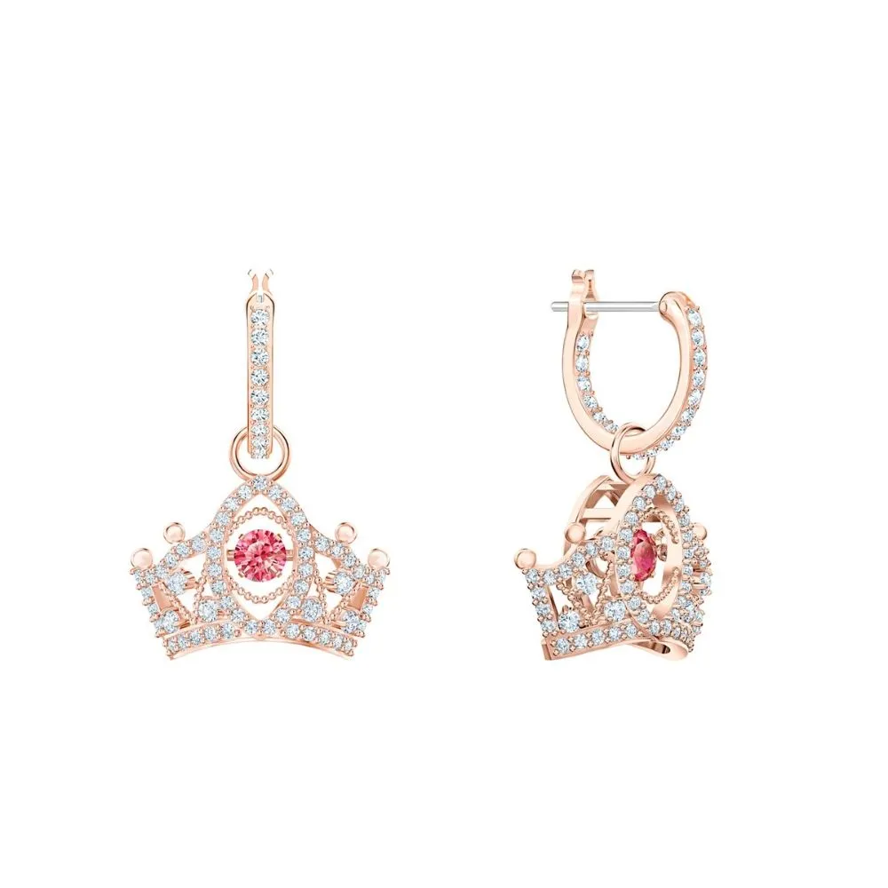 Bee A Queen Red Rose-Gold Tone Plated Drop Pierced Earrings