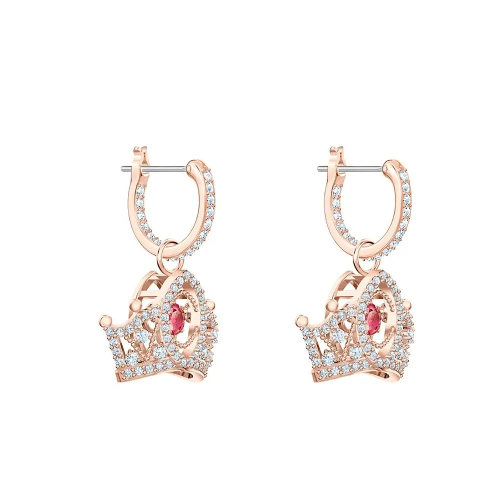 Bee A Queen Red Rose-Gold Tone Plated Drop Pierced Earrings