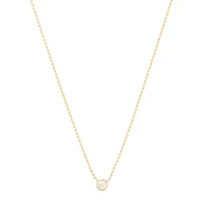 Bezel Set Round Diamond Ball Chain Necklace