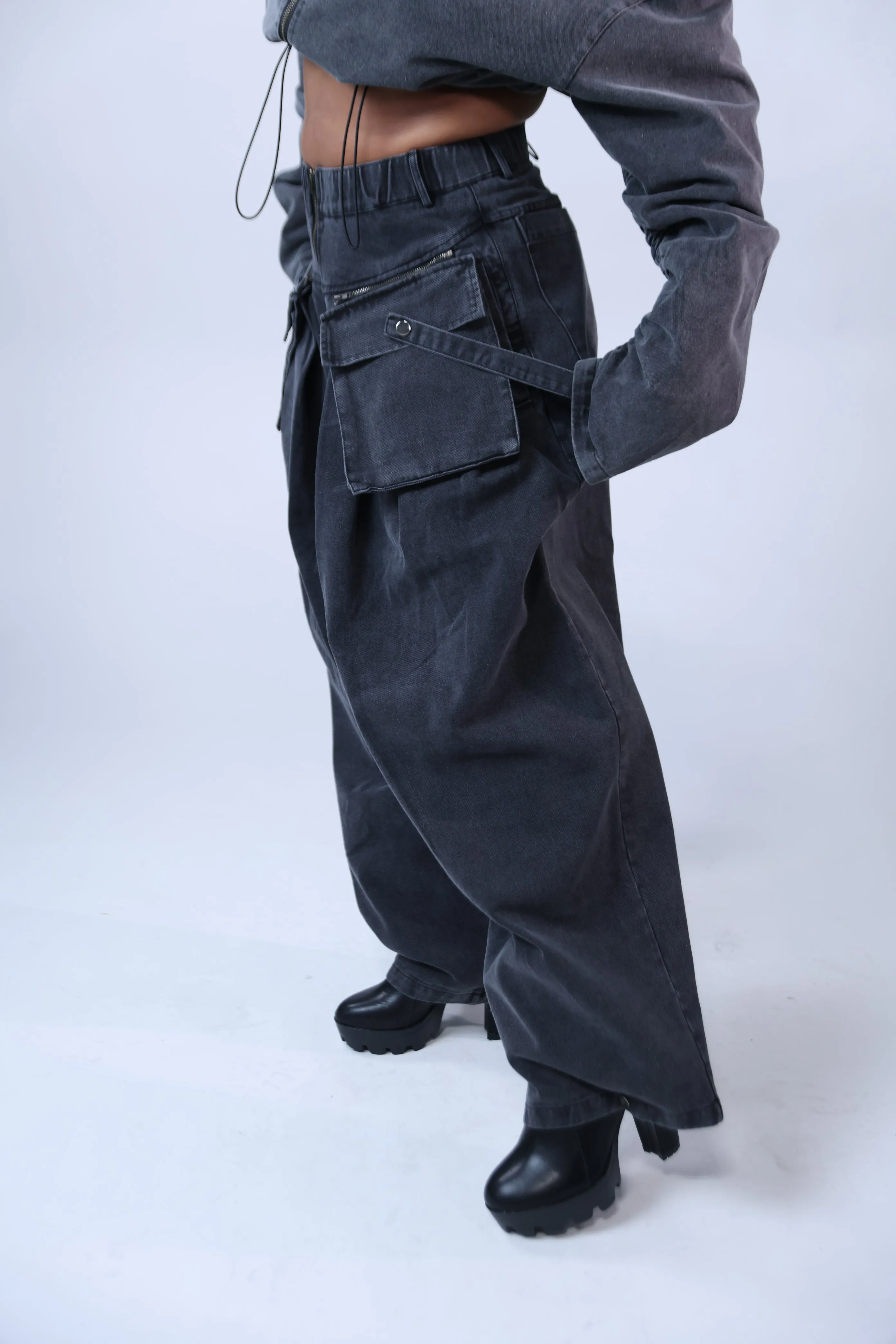 Black Denim 2 Piece Set