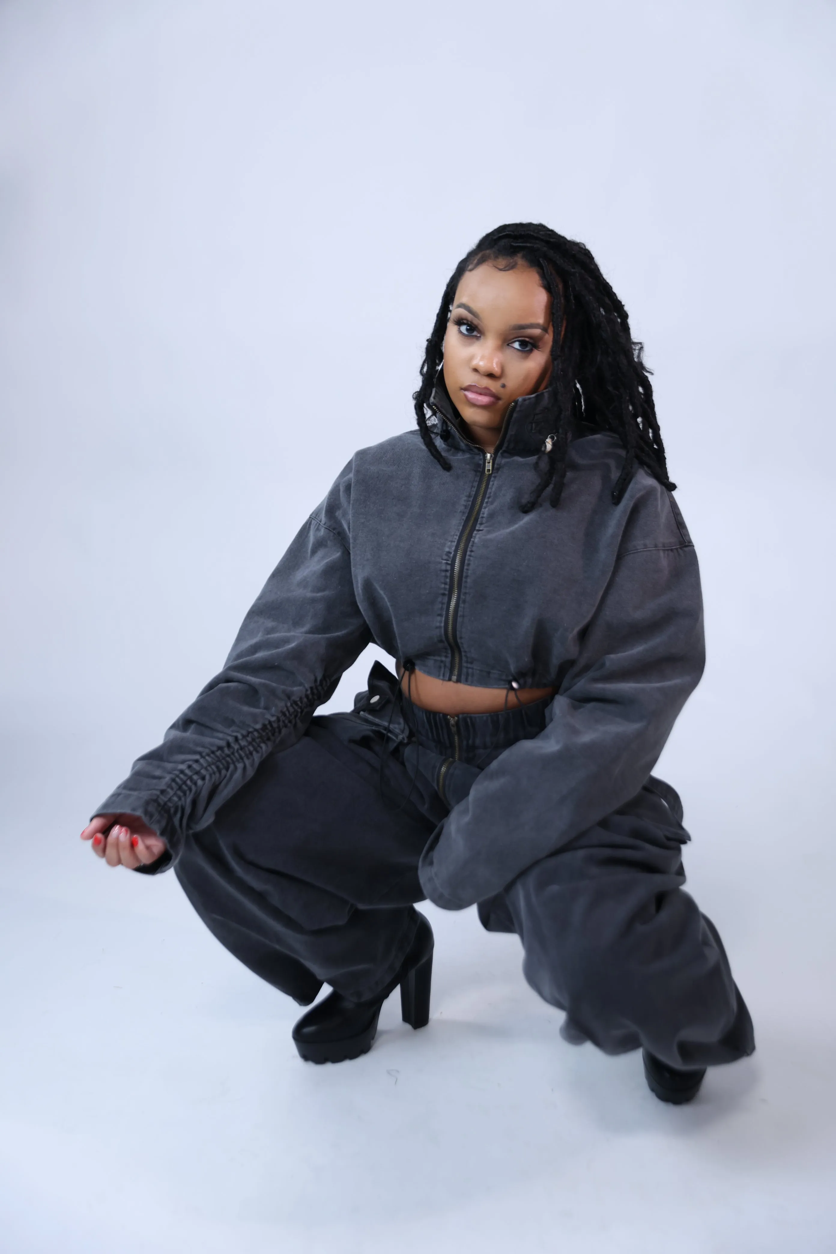 Black Denim 2 Piece Set