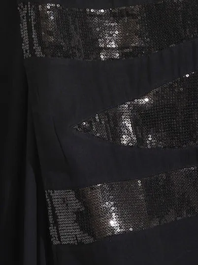 Black Red Carpet Look Saree with Black Sequins Patch work