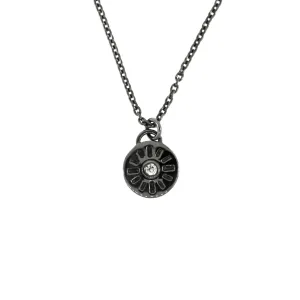 Blackened Silver Diamond Pendant Necklace Timeless