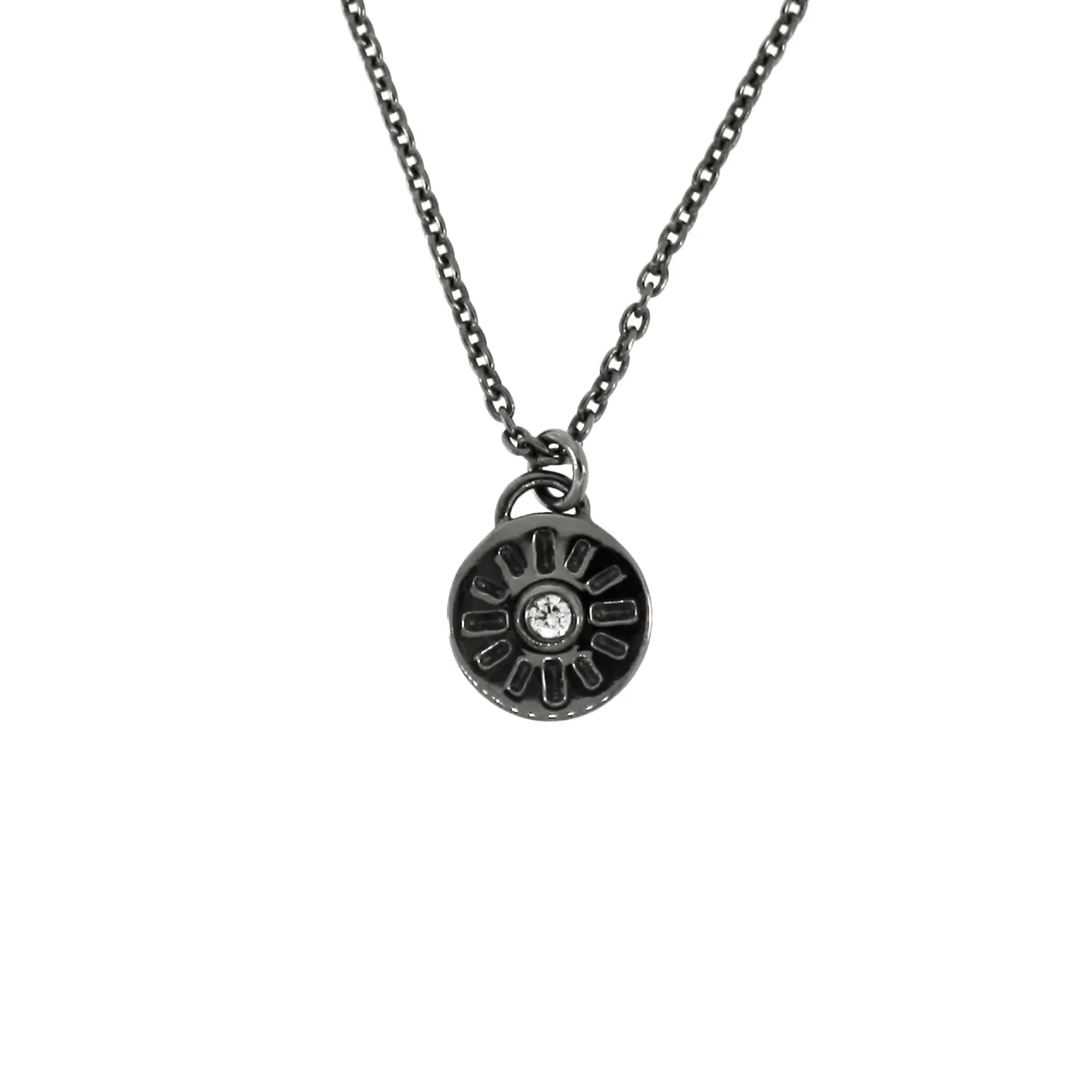 Blackened Silver Diamond Pendant Necklace Timeless