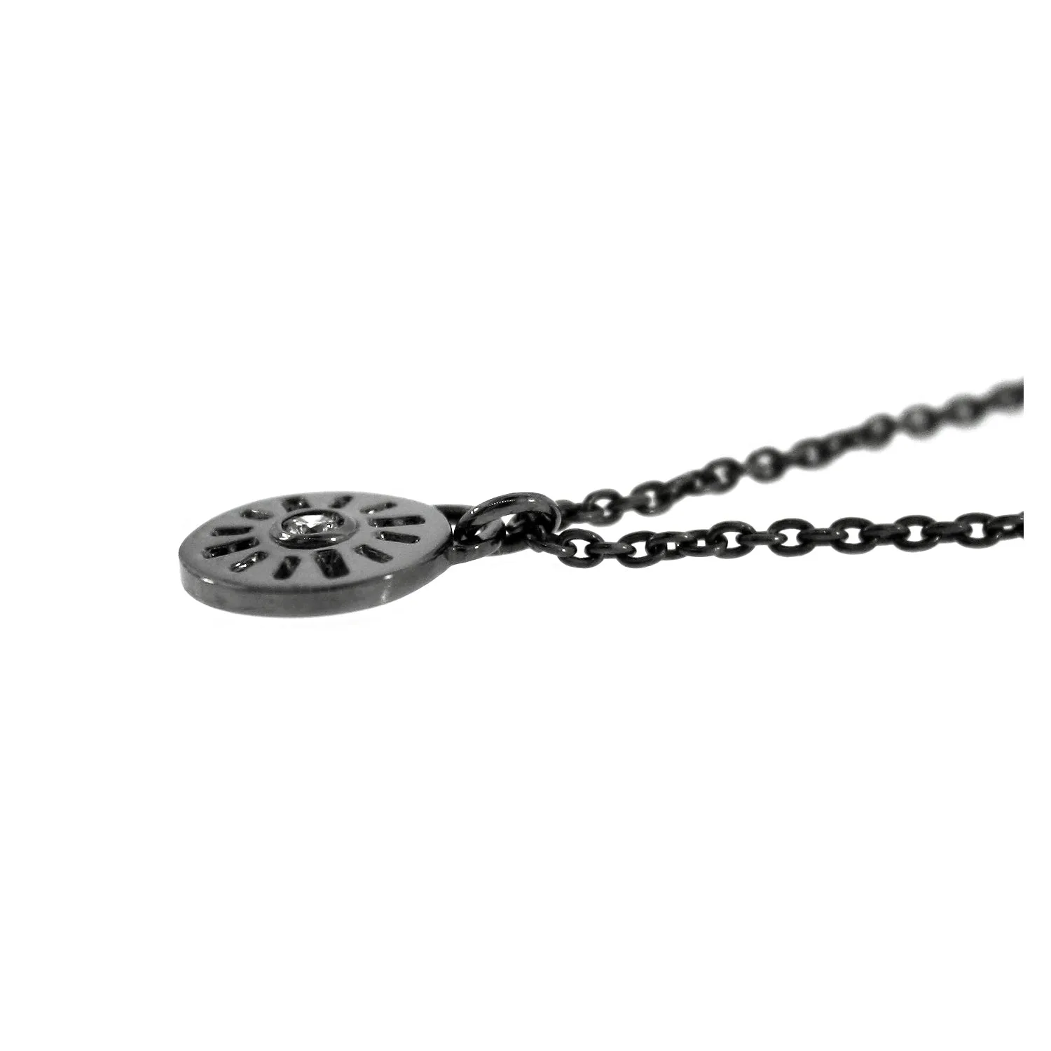 Blackened Silver Diamond Pendant Necklace Timeless