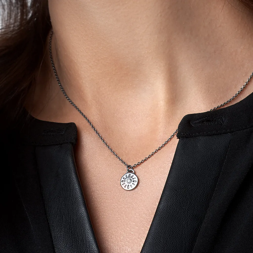 Blackened Silver Diamond Pendant Necklace Timeless