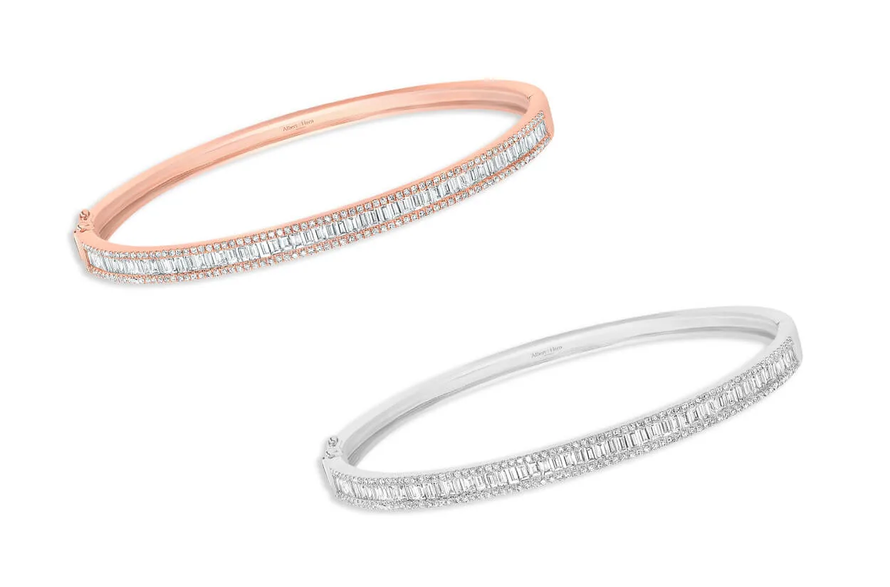 Bracelet 18kt Gold Baguette & Round Diamonds Bangle