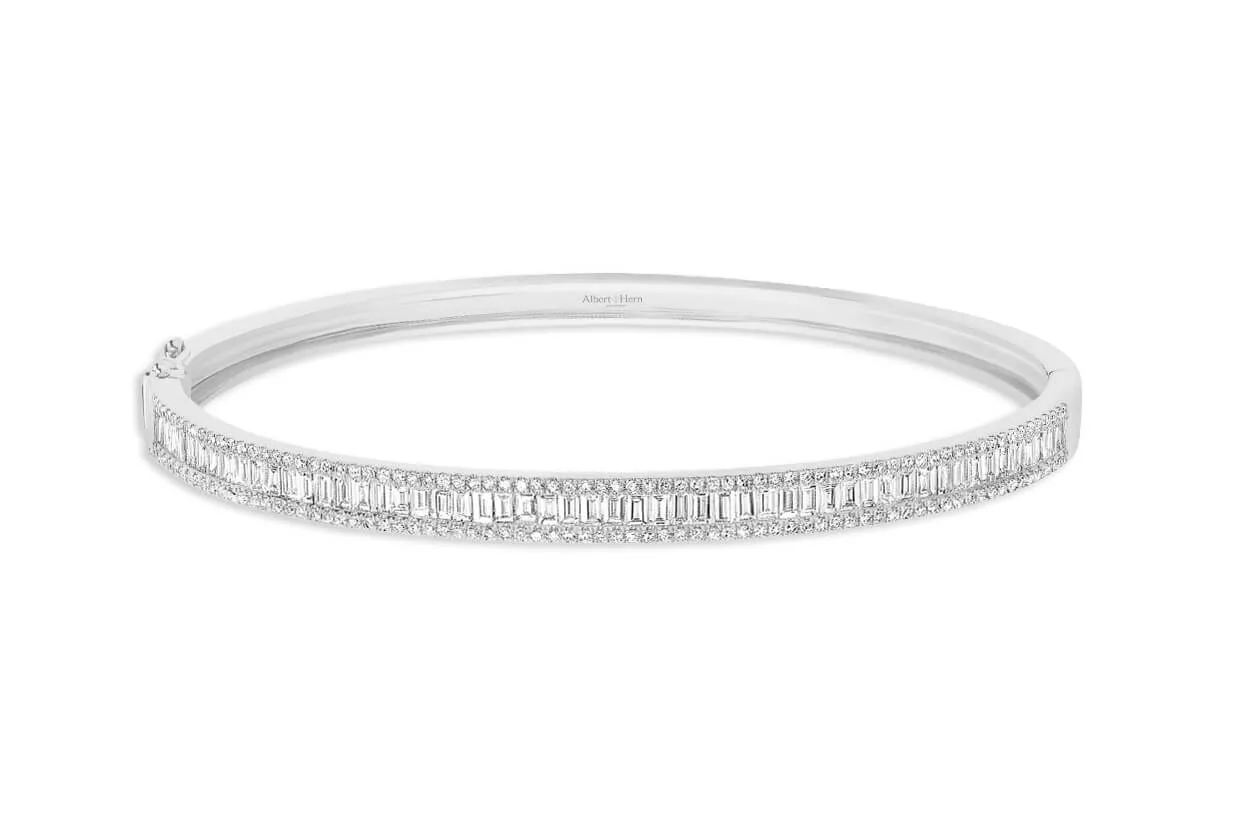 Bracelet 18kt Gold Baguette & Round Diamonds Bangle