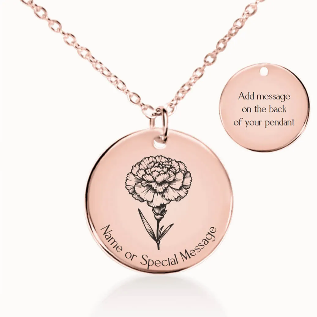 Carnation Birth Flower Necklace