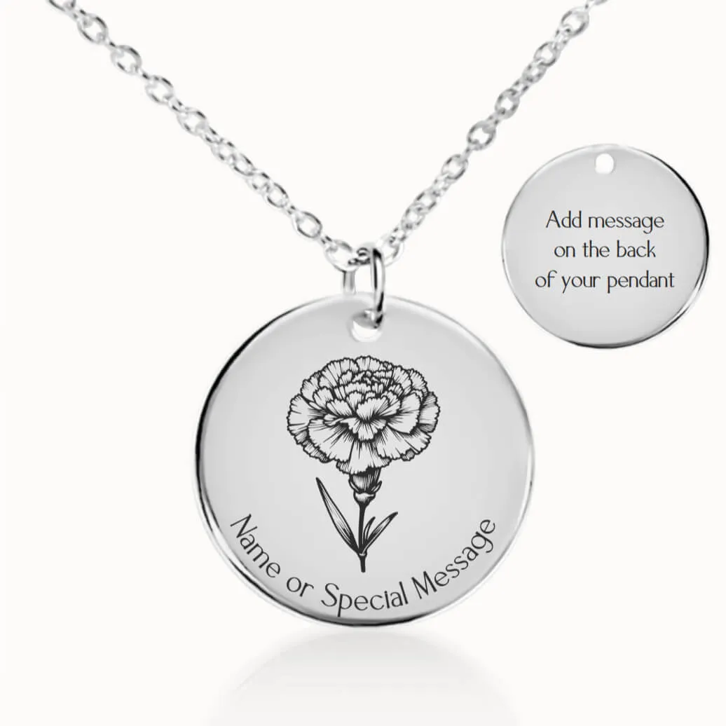 Carnation Birth Flower Necklace