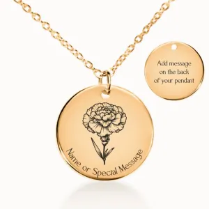 Carnation Birth Flower Necklace