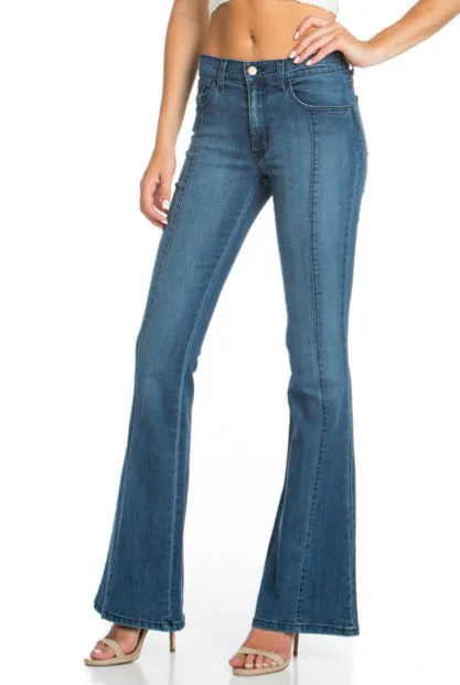 Casey Medium Wash W/Seam Flare Denim