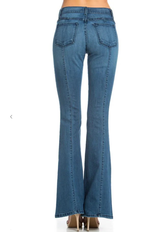 Casey Medium Wash W/Seam Flare Denim