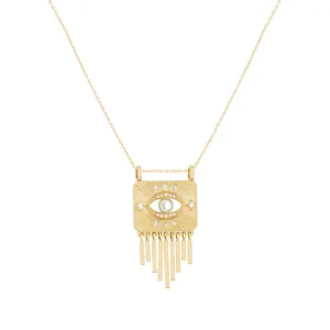 Celine Daoust White Sapphire & Diamond Eye Fringe Necklace