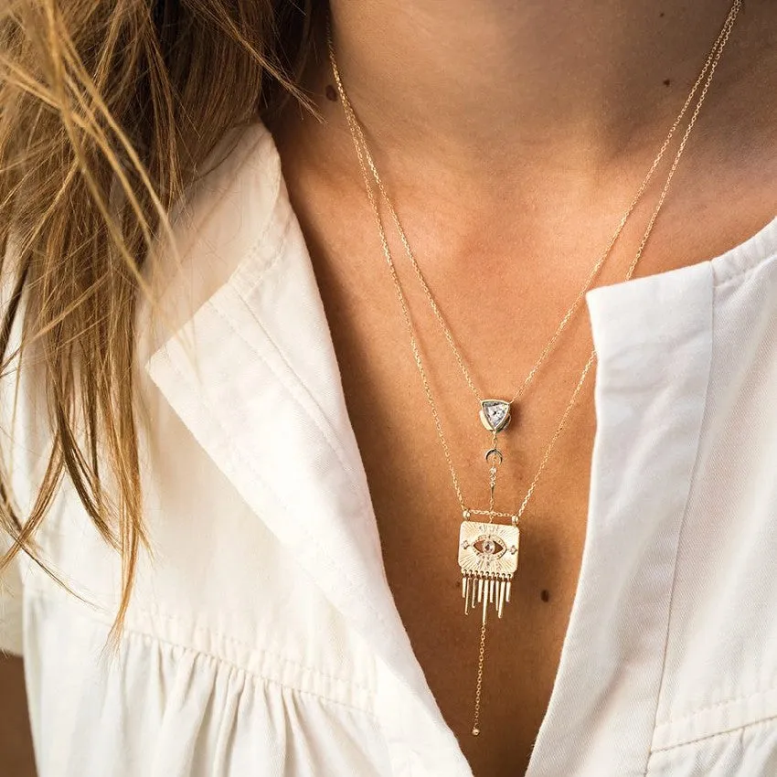 Celine Daoust White Sapphire & Diamond Eye Fringe Necklace