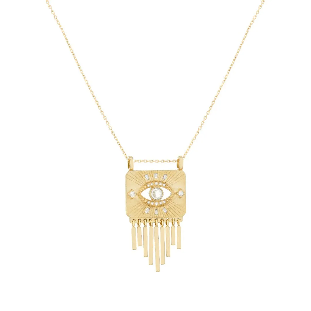 Celine Daoust White Sapphire & Diamond Eye Fringe Necklace