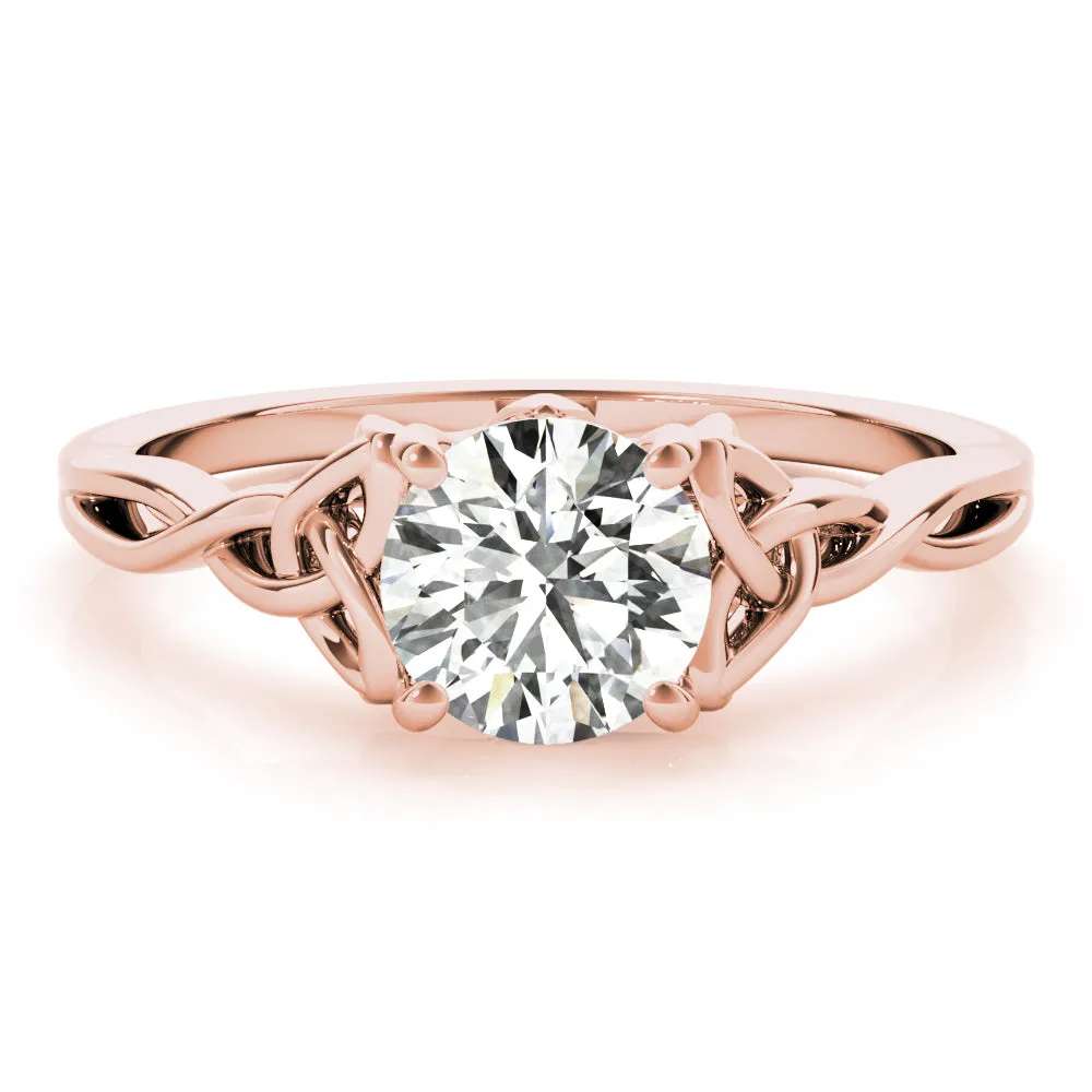 Celtic Love Knot Round Lab Grown Diamond Solitaire Engagement Ring IGI Certified